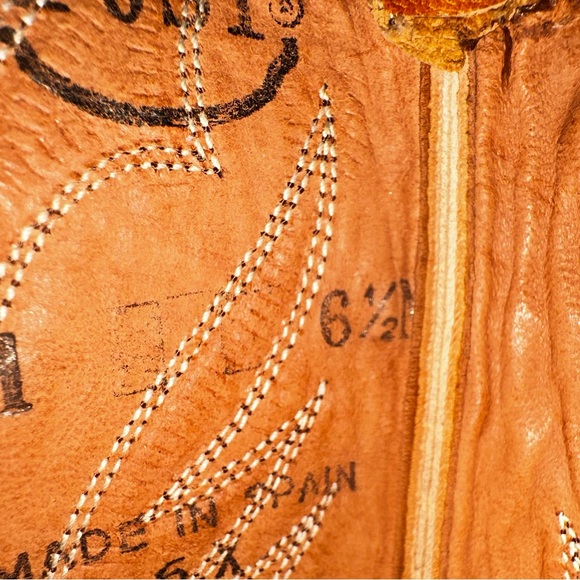 Vintage 1970s Dan Post Heeled Tan Cowgirl Boots Womens Size 6.5 - Picture 14 of 15